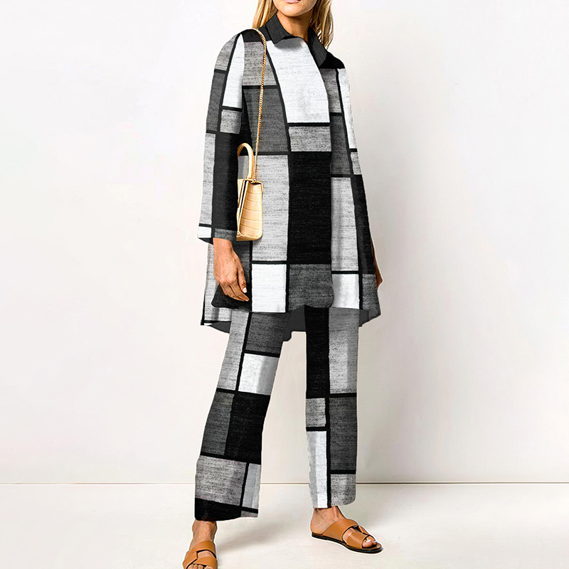 Rotimia Black-White Color Patchwork 2-Pieces Set