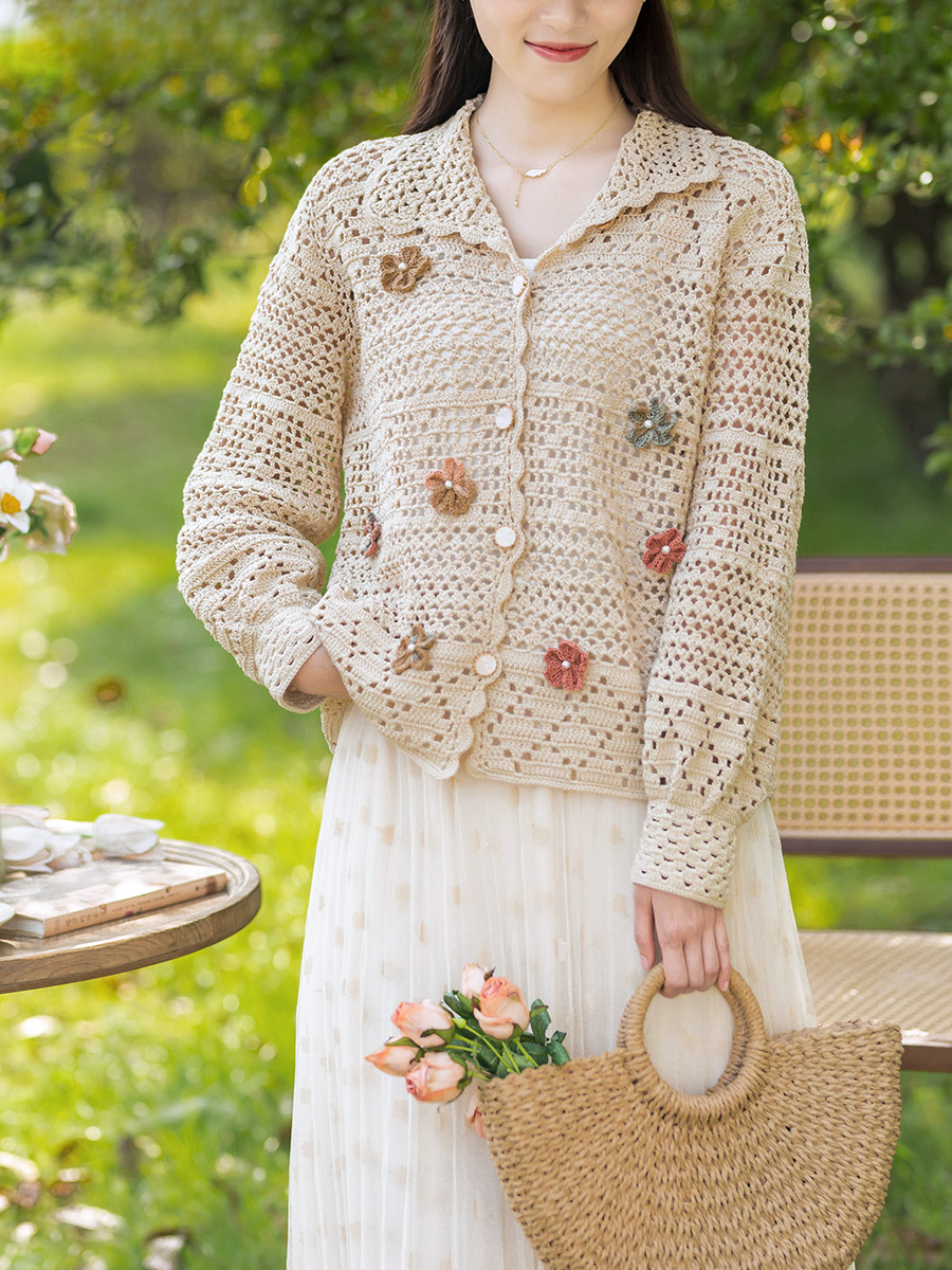 Crochet Lace Cardigan Kit by Susan's Craft - Handmade Yarn Knitting DIY Set