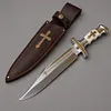 Nůž Bowie s pln&yacute;m tangem &ndash; Klasick&yacute; nůž Bowie DK-032 s kožen&yacute;m pouzdrem
