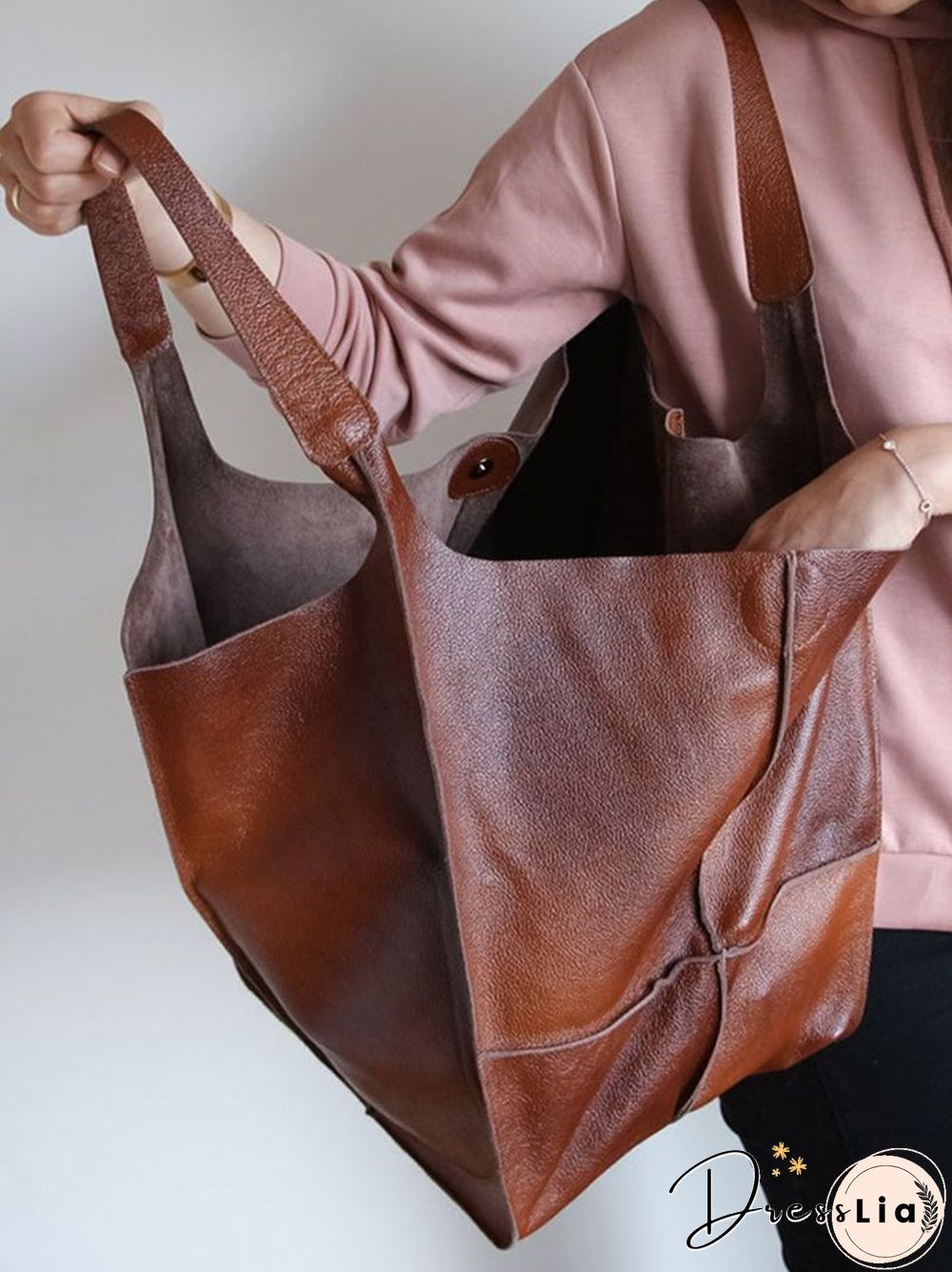 Brown Leather Womens Tote Bags School Handbags
