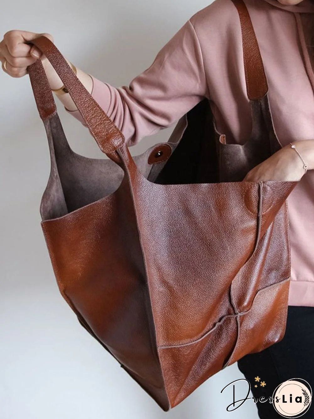 Brown Leather Womens Tote Bags School Handbags