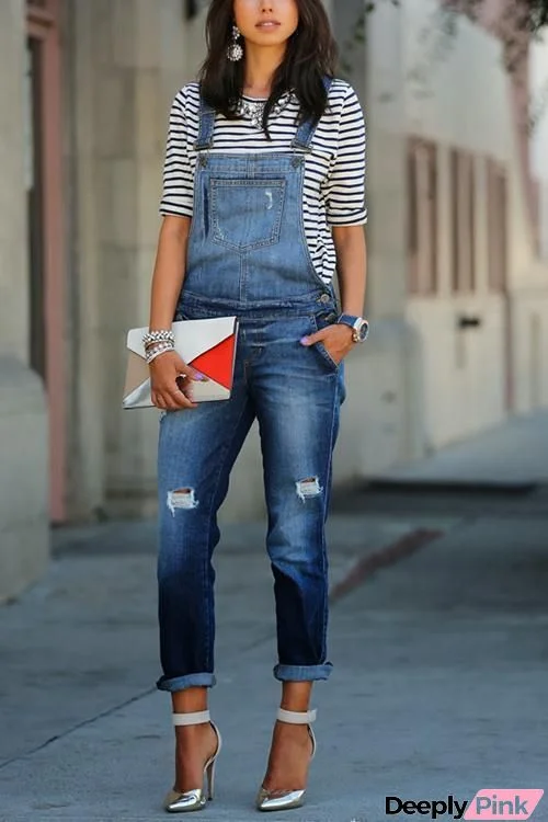 Ripped Sleeveless Denim Overall