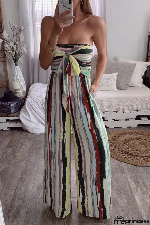 Bow Tie Strapless Jumpsuit