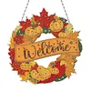 (Upgrade Size)DIY Double Sided Effect Diamond Painting Hanging Pendant Kit (Pumpkin Welcome)