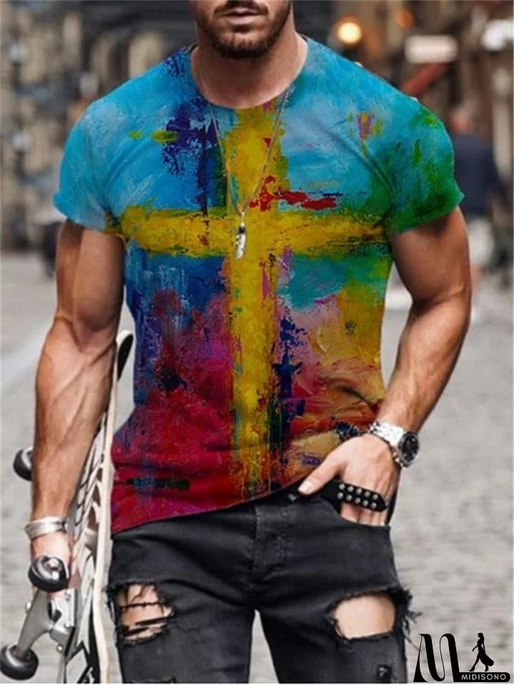 MidiSono - Cross Printing Christian T-shirts for Men
