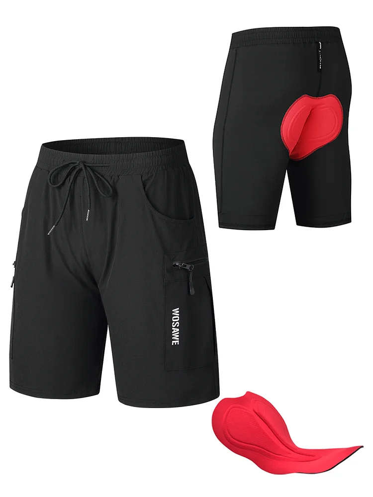 WOSAWE Men‘s MTB Shorts 4D Gel Pads Multi-pocket Mountain Bike Shorts