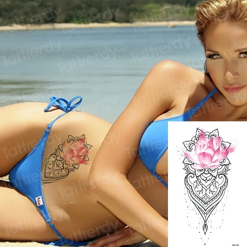 Snake Flower Rose Waterproof Temporary Tattoo Sticker Flash Tattoo Lace Fox Lion Body paint Arm Fake Sleeve Tattoo Women Mermaid