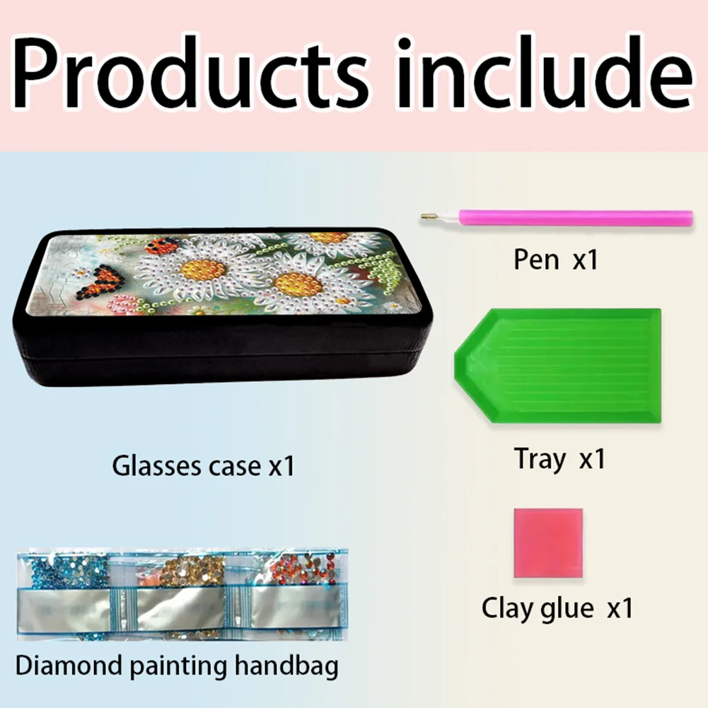 Diamond Painting Eyeglasses Case Daisy Diamond Art Sunglasses Case for Beginners