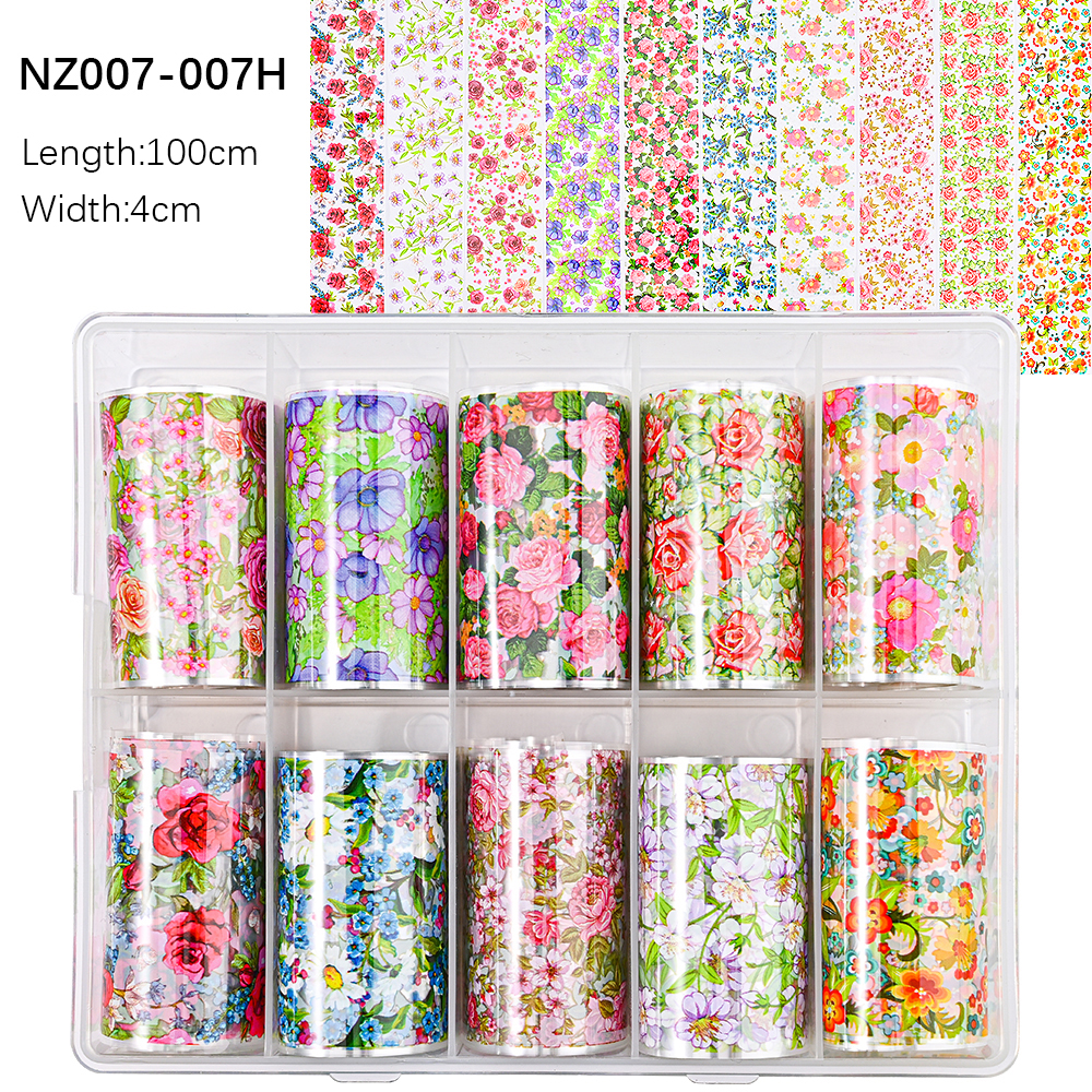 Kissbake 10pcs 4x100cm Nail Transfer Foil Paper Sticker Set Luxury Foil Nails Logo Transfer Nail Stickers Designer Fashion Nail Art Decal