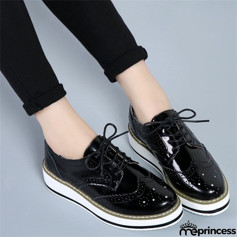 London Style Campus Thick Outsole Cow Leather Women Loafers