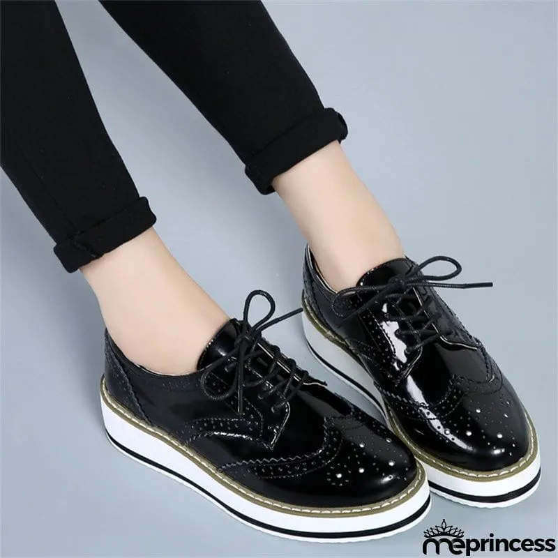 London Style Campus Thick Outsole Cow Leather Women Loafers