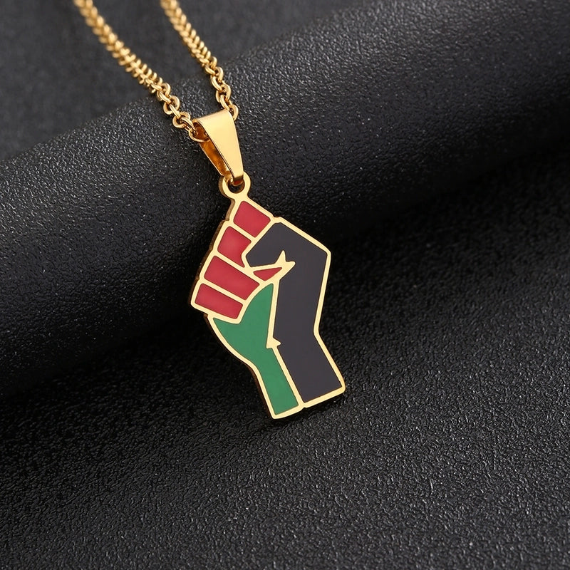 Ethnic Style Fist 201 Stainless Steel 304 Stainless Steel Enamel Plating None 18K Gold Plated Unisex Pendant Necklace