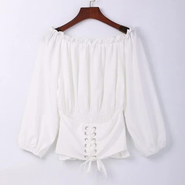 Steampunk shoulder-off blouse