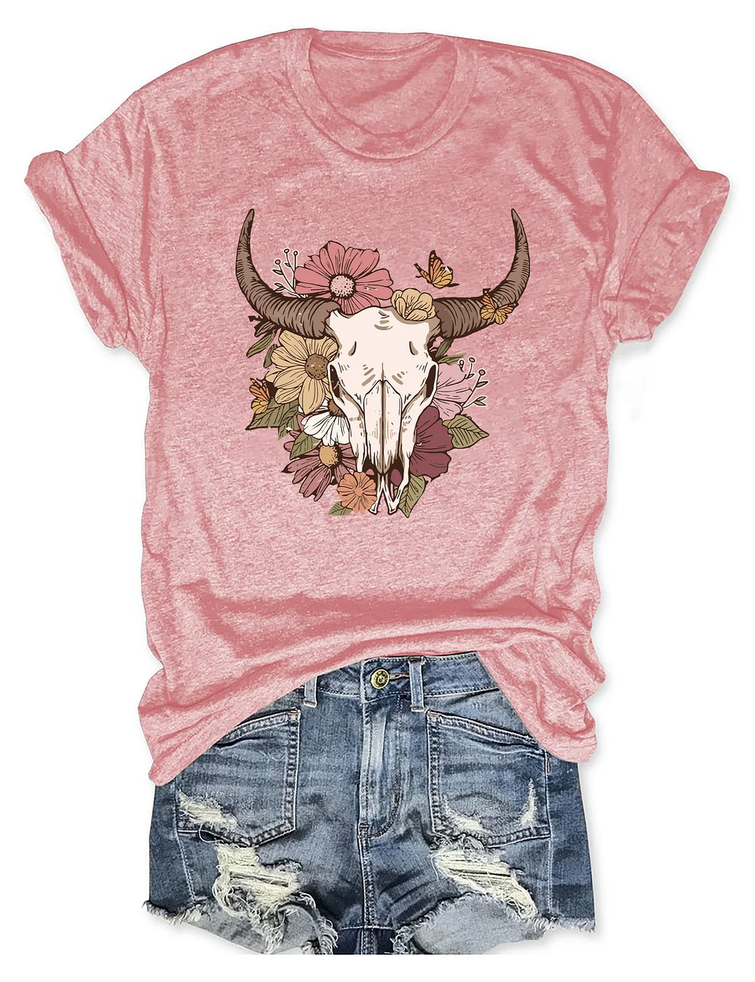Boho Cow Skull T-shirt