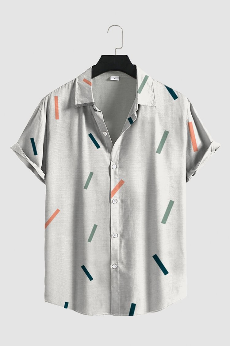 Tiboyz Fashion Colorful Line Short Sleeve Shirt