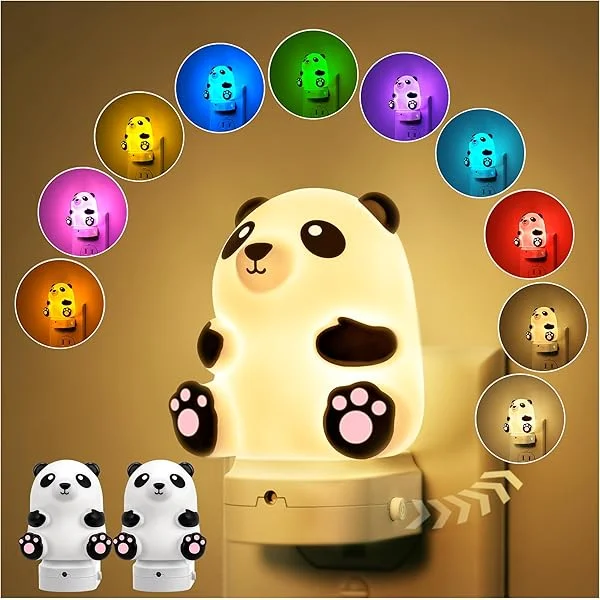 Bear Night Lights Plug Into Wall [2 Pack], Cute Night Light for Kids, 8-Color RGB LED Night Light, Nightlight with Dusk to Dawn Sensor for Kids Room, Bathroom, Bedroom Décor, Children Gift Bear 2.0