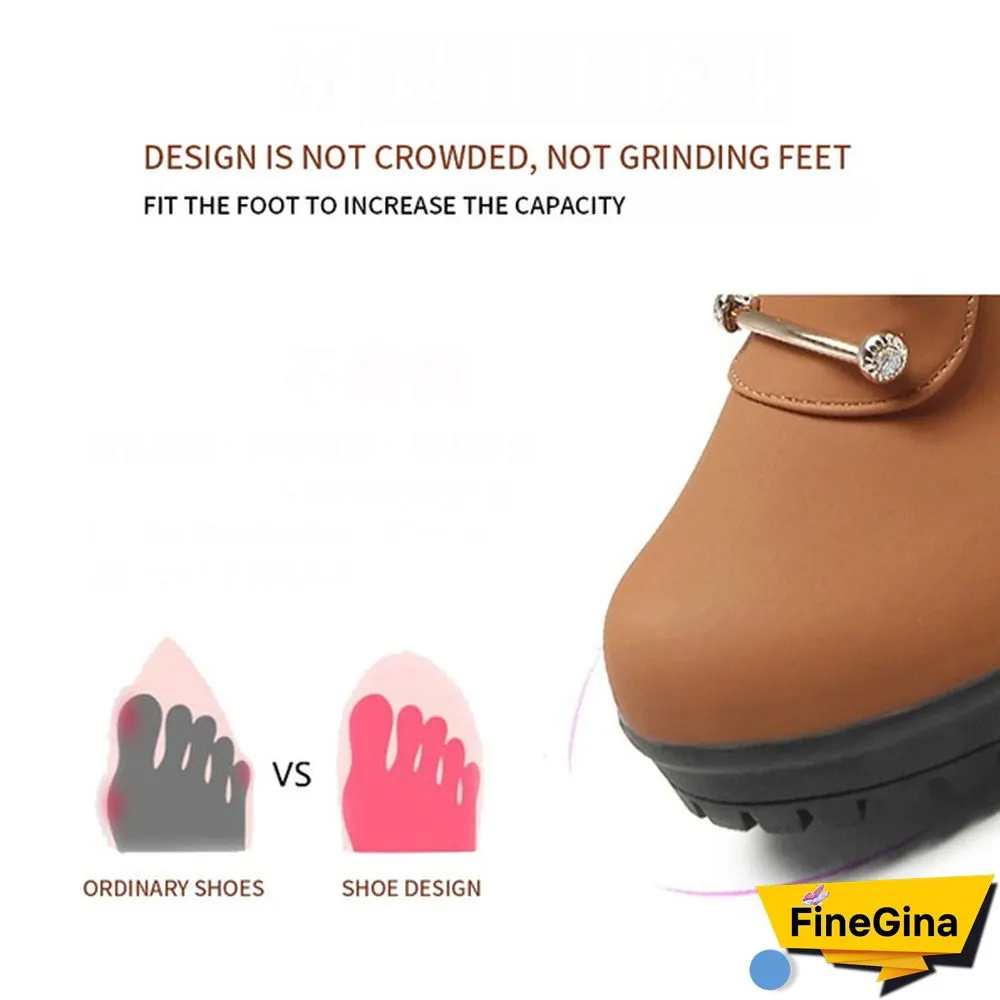 Fashion Women's Platform Boots Autumn and Winter Warm Snow Boots Women's Casual High-heeled Ankle Boots