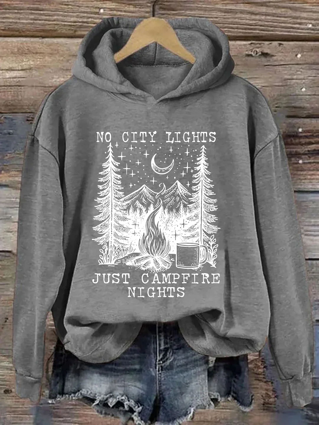 No City Lights Just Campfire Nights Hoodie