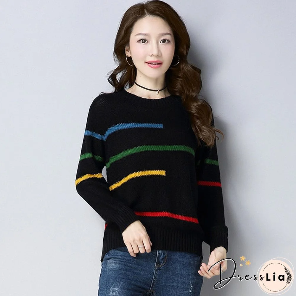 Women Sweater Knitted Korean Female Long Sleeve O-neck Sweater And Pullover Female Autumn Winter Loose Jumpers Casual