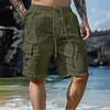 Men's Linen Summer Drawstring Elastic Beach Surf Shorts by Inlyline