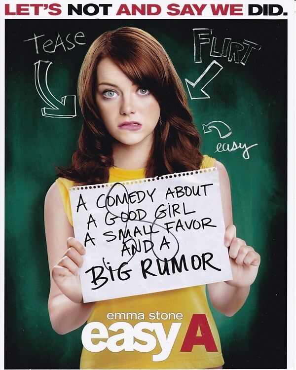 EMMA STONE Signed Autographed EASY A OLIVE 8x10 Photo Poster painting