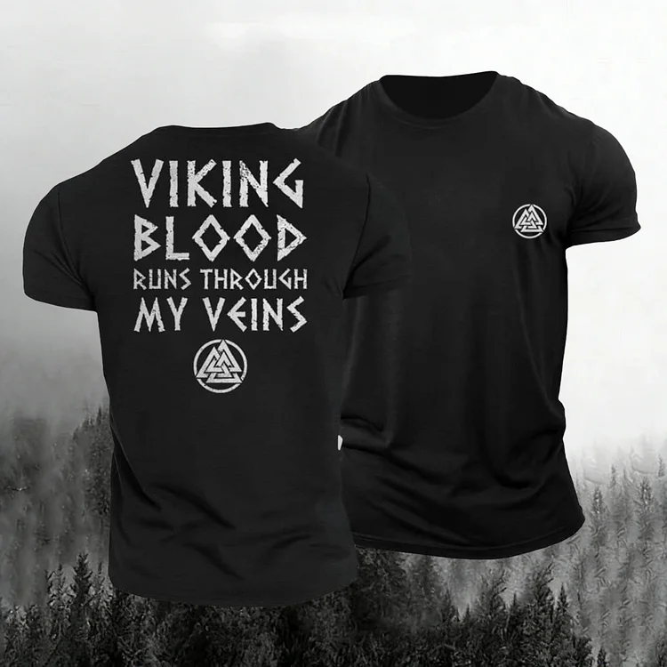 Men's Viking Print Short Sleeve Casual T-shirt