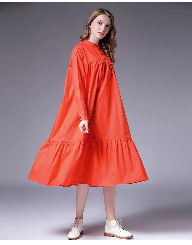 Women's new style casual literary midi dress