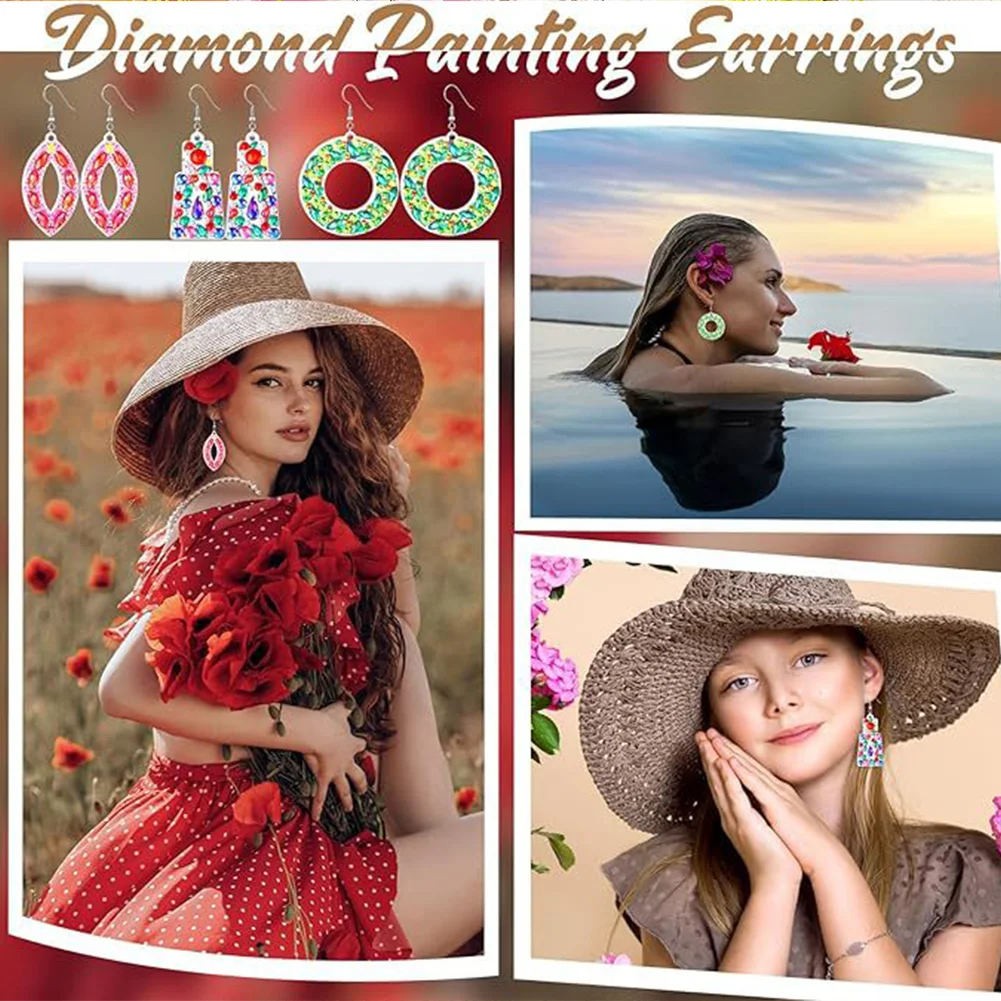 10 Pairs Double Sided Diamond Painting Earrings Gift for Women Girls 