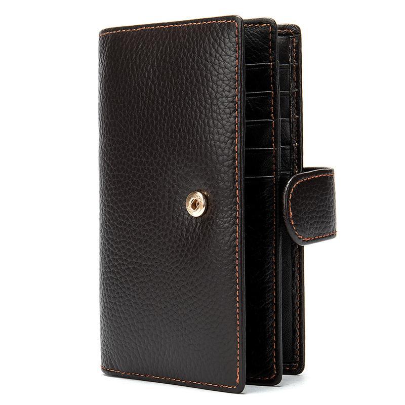 Men's Vintage Style Business Large Capacity Leather Buckle Retro Wallet