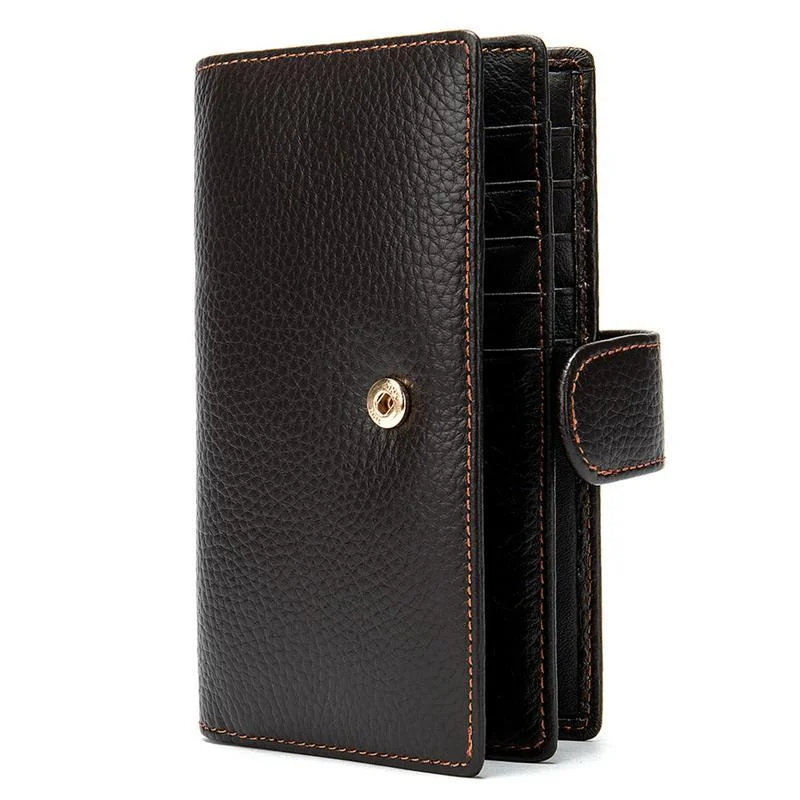 Men's Vintage Style Business Large Capacity Leather Buckle Retro Wallet