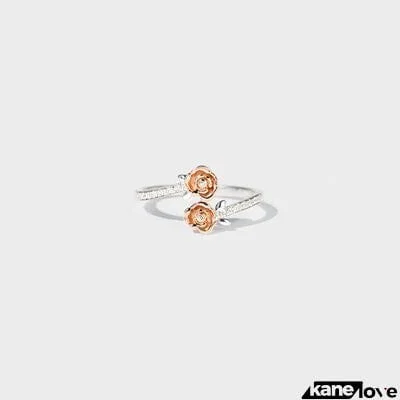 Rose Shape Inlaid Zircon Bypass Ring