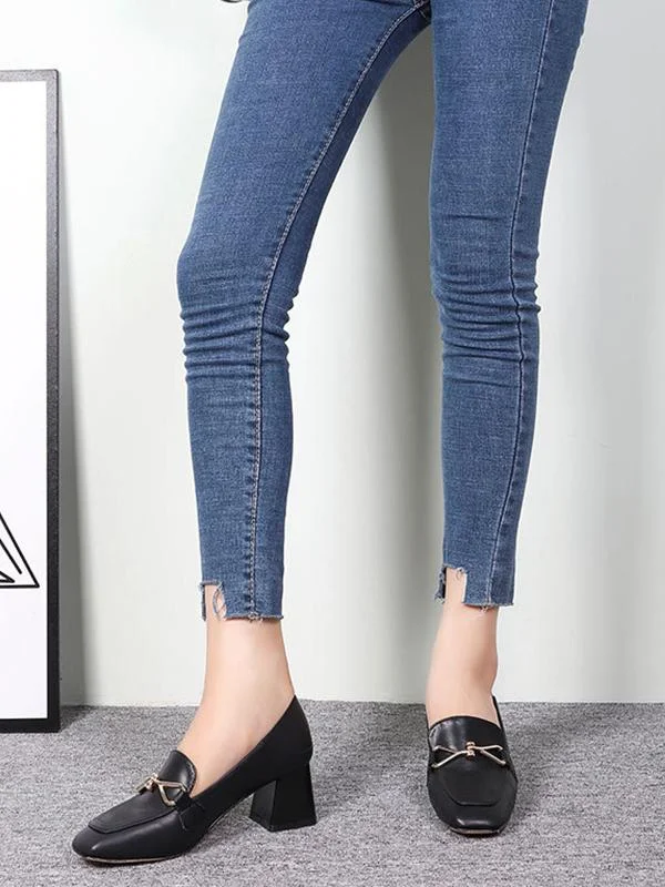 Casual two-wear thick-heeled fashionable head comfort high-heel loafers