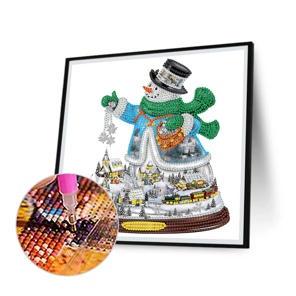 Diamond Painting - Partial Special Shaped Drill - Snowman(30*30cm)