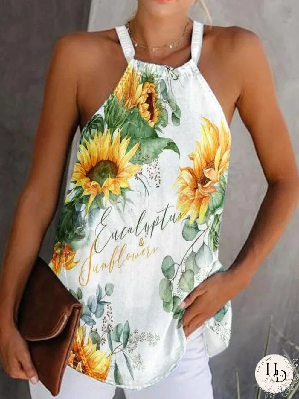 Halter Floral Printed Sleeveless Vest