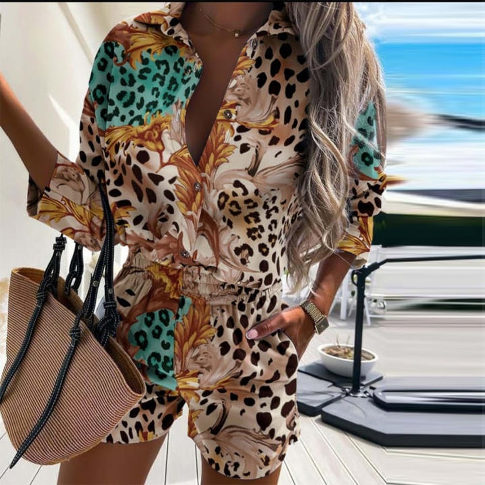 Trendy Collared Long Sleeve Two Piece Set