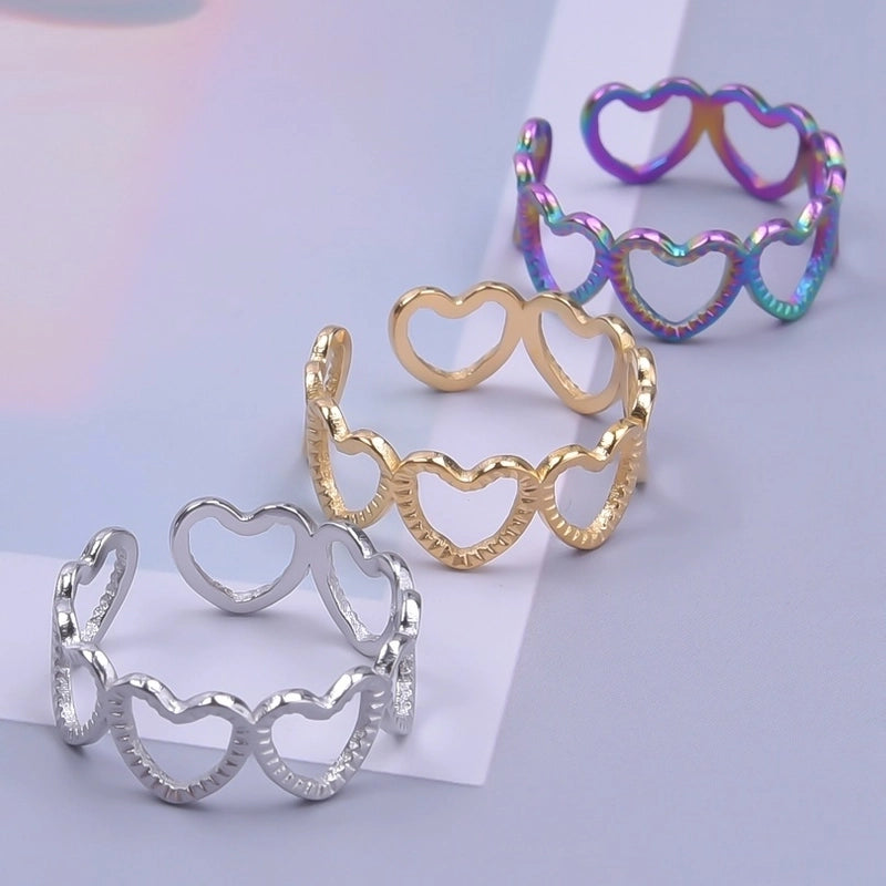 Minimalist Heart Shape 304 Stainless Steel 18K Gold Plated Plating Rings