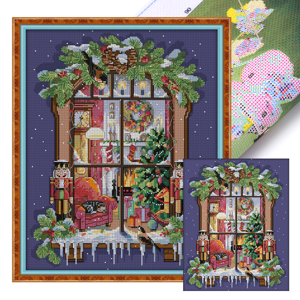 14CT Full Stamped Cross Stitch Kit - Snow Walk (33*40CM) Decoration gift  Embroidery Stamped Counted Cross Stitch Kit for Kids Adults Beginners,  Needlework Cross Stitch Kits, Art Craft Handy Sewing Set Cross