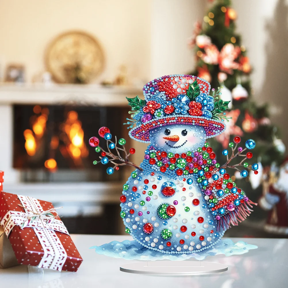 DIY Christmas Snowman Acrylic Special Shape Diamond Painting Tabletop Ornaments