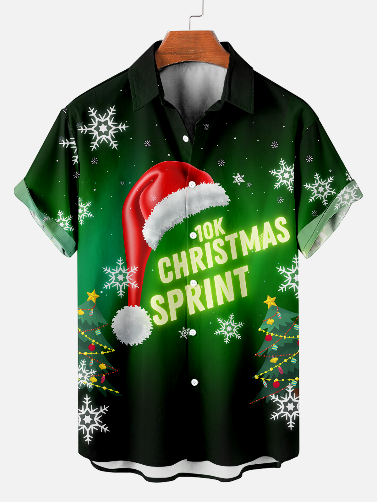 Men's Classic Christmas Sprint Race Print Shirt PLUSCLOTHESMAN