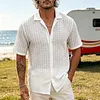 Men's Casual Vacation Striped Short-Sleeve Shirt With Turn-Down Collar by Inlyline