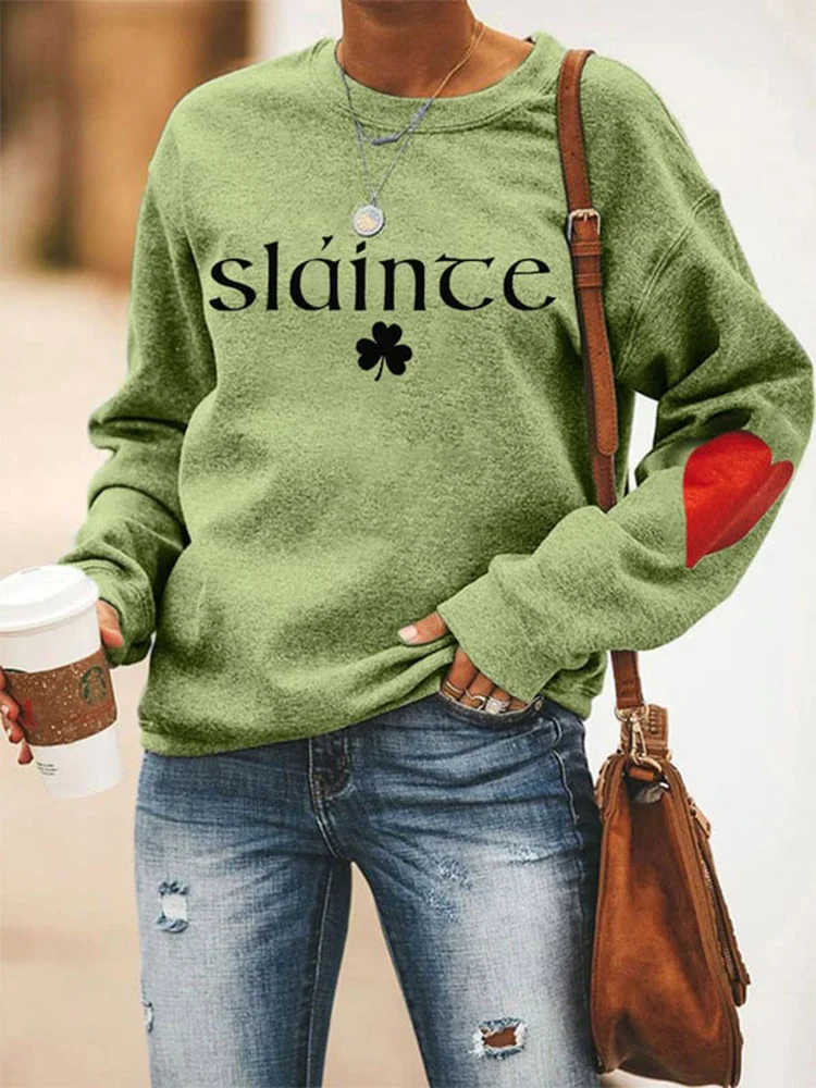 Slainte St. Patrick's Day Print Casual Sweatshirt