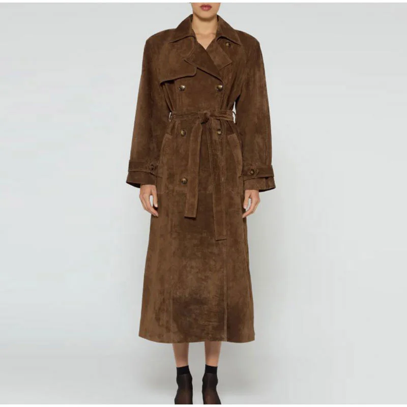 Churchf Churchf Photo-Belt Waist Long Coat Coat Fashion Female Autumn Winter Temperament Elegant Double Breasted