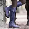 Women's Boots  Leather Boots Thick Heel Round Toe Boots