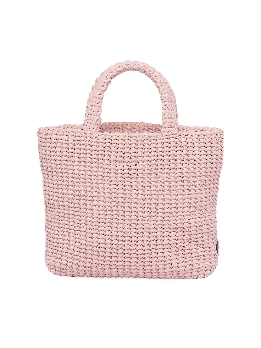 Prada Small Raffia Tote Bag pink