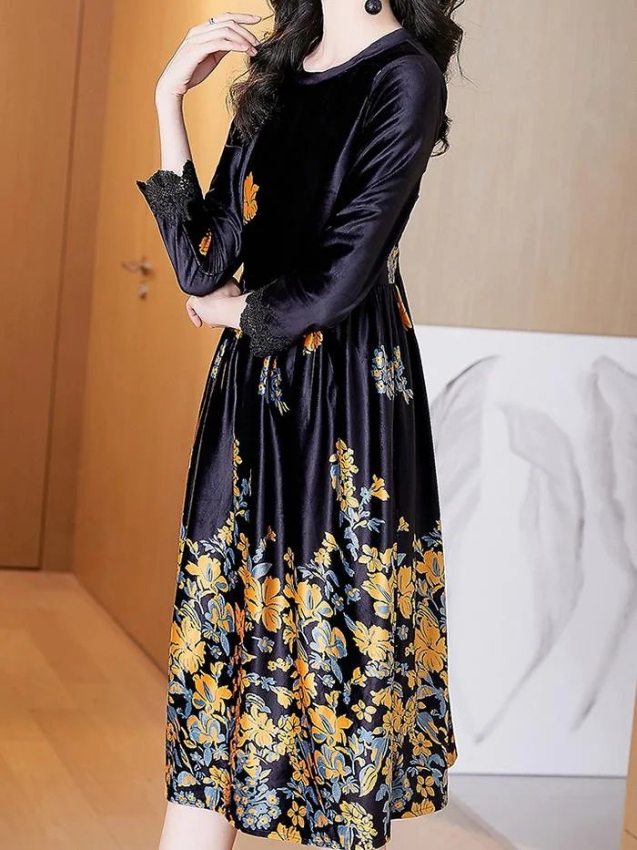 Elegant and Fashionable Gold Velvet Dress