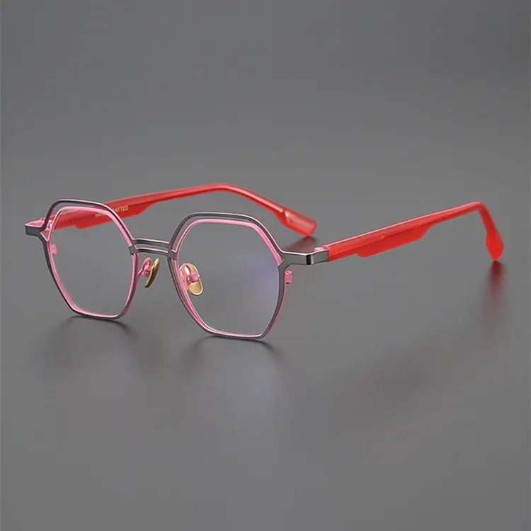 Pure titanium two-color glasses frame women's fashion square frame ...