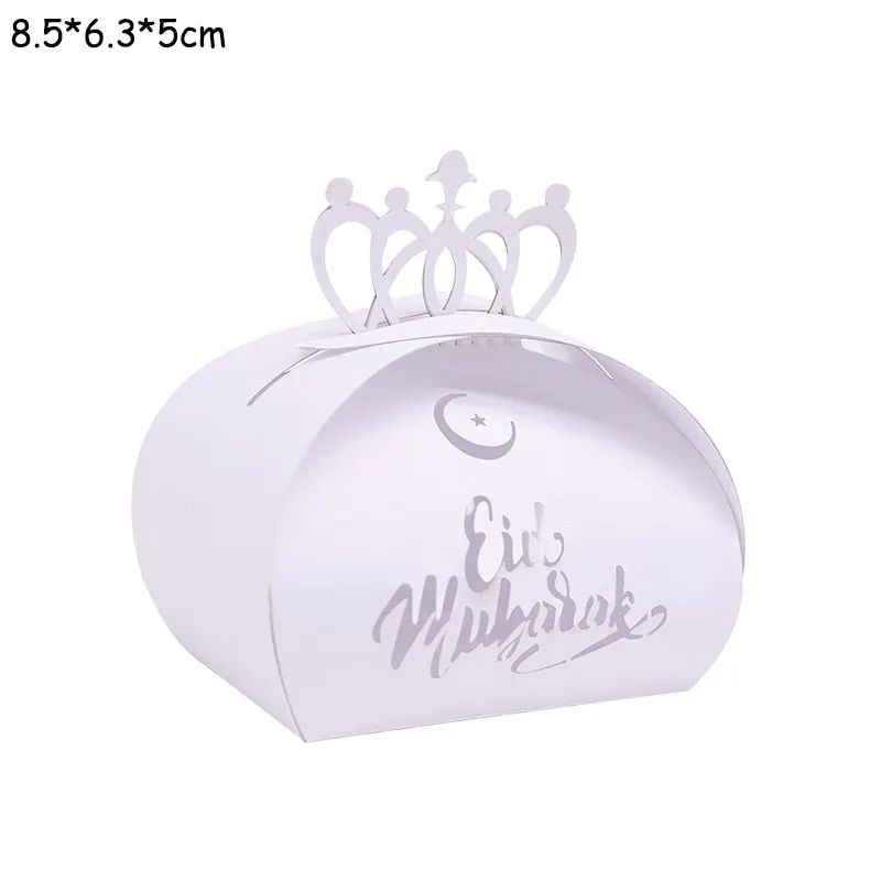 10pcs Eid Mubarak Candy Box Favor Box Ramadan Kareem Gift Boxes Islamic Muslim Festival Happy al-Fitr Eid Event Party Supplies