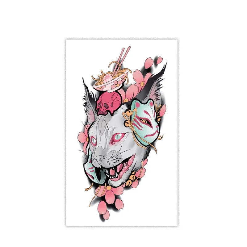Colorful The Cat Demon Fake Tattoo Stickers for Men Women Arm Body Art Waterproof Temporary Tattos  Tatuajes Temporales Decals
