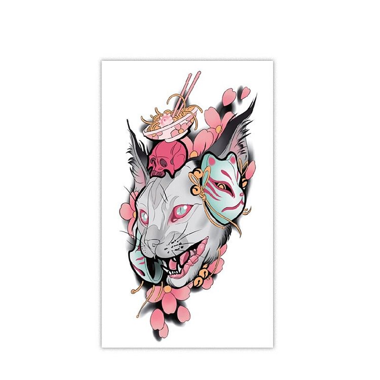 Colorful The Cat Demon Fake Tattoo Stickers for Men Women Arm Body Art Waterproof Temporary Tattos Tatuajes Temporales Decals