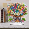 (US Local)Flower Double Sided Effect Table Top Diamond Painting Desktop Ornaments Kit (Pencil)
